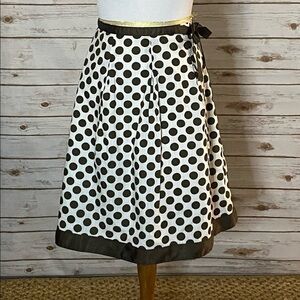 Ann Taylor Petites classic twee white/brown polka dot midi skirt Size 2P